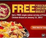 Free sample of Firecracker Chicken Breast from Panda Express on January 23rd