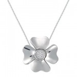 70% off Petra Azar Silver Magnetic Four-Leaf Clover Pendant with White Sapphire Accents