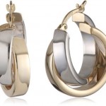 66% off Duragold 14k Yellow and White Gold Crossover Hoop Earrings