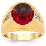 56% off 14K Yellow Gold Mens Diamond Garnet Pinky Ring 0.10 Ctw – 12