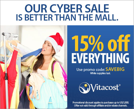 CYBER SALE: 15% off Everything at Vitacost ENDS 11/26
